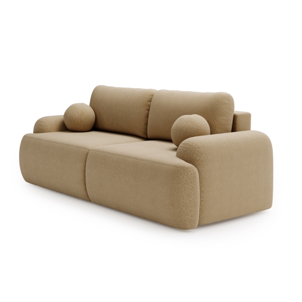 BEŻOWA KANAPA WOLNOSTOJĄCA AGAT MEBLE W TKANINIE LAMBI BOULCE